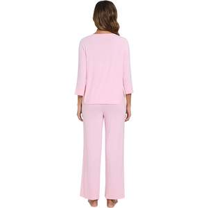 Ensemble de pyjama pour femmes en gros, haut à manches 3/4, pantalon large, en viscose de bambou douce, vêtements de détente, tailles S-XXL - Product Image 6