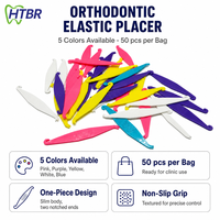 Élastique orthodontique pour appareils dentaires, 5 couleurs, 50 pièces par sachet, 6 cm, fin, une seule pièce, deux extrémités crantées, élastique dentaire