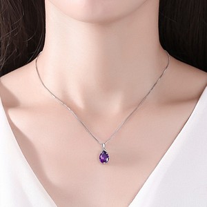 Collana con Ciondolo a Goccia in Cristallo Viola per Donne, Gioielli alla Moda con Catena - Product Image 4
