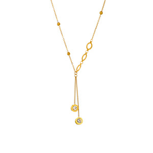 European American Fashion Minimalist <b>Long</b> Tassel Diamond Circle Pendant Titanium Steel <b>Necklace</b> Women's Everyday Wear Gold - Product Image 5