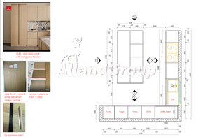 Gabinete de Cocina Alland Rift de Madera Maciza de Roble Blanco Aserrado con Chapa de Madera Gruesa Estilo Japandi, Apto <span class=keywords><strong>para</strong></span> Microondas y <span class=keywords><strong>Horno</strong></span> Tostador, con Cajones - Product Image 6
