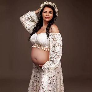 Europa y los Estados Unidos Sexy cuello en V profundo manga de cuerno transparente vestido de encaje ajustado - Product Image 2