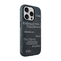 Étui de téléphone en toile denim pour la série 17, texte personnalisé, doublure premium, protection 360°, protection magnétique de l'objectif