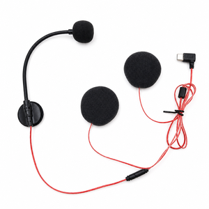 Zwarte bedrade headsetmicrofoon met ruisonderdrukking, condensatormicrofoon, communicatieset voor rijders - Product Image 1
