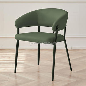 Sillas de Comedor con Brazos, Tapizadas en Cuero Vegano Ecológico, Respaldo Abierto, Diseño Moderno de Media Luna Curva, con Reposabrazos - Product Image 2