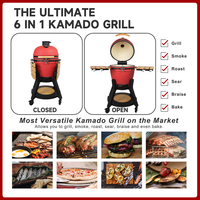 Barbecue Kamado XXL Auplex Série Premium Luxe Moderne 23,5 pouces en Acier Inoxydable avec Chariot et Grille à Charbon Réglable Électronique