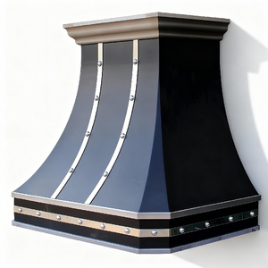 Campana Extractora Metálica Negra Mate Personalizada con Correas de Acero Inoxidable Remachadas para Cocinas de Villas, Campana Extractora Metálica Negra Mate Personalizada - Product Image 4