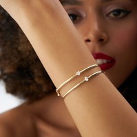 Bracelets VLOVE minimalistes en or 14 carats avec diamants naturels taillés en poire de 3 mm, certifiés pour femmes