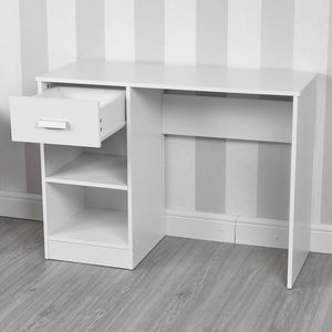 1 Drawer Wooden Bedroom Computer Work Table Office <strong>Desk</strong> Dressing Jewellery <strong>Unit</strong> (White) - Product Image 3