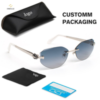 Articles promotionnels personnalisés Lunettes de soleil sans monture Diamond Cut Lens Premium Lunettes de soleil pour hommes
