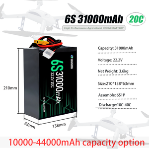 แบตเตอรี่ลิเธียมไอออนสำหรับการเกษตรชาร์จไฟได้6S 12S 31000mAh-32000mAh - Product Image 2