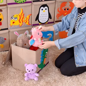 Child Cartoon Cube Organizer Storage Wardrobe Clothes Organizer Fabric Storage Box For Toy Storage