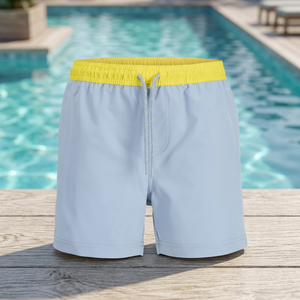 Shorts de bain OEM personnalisés en gros, décontractés d'été, à séchage rapide, en tissu recyclé respirant, avec taille élastique en Spandex/Polyester - Product Image 2