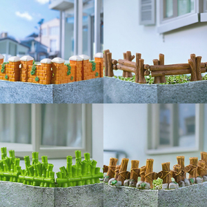 Thu nhỏ vườn phụ kiện DIY Dollhouse Chậu cây bonsai Zen Terrarium trang trí cầu hàng rào Cổ Tích bức tượng nhỏ nhựa - Product Image 3