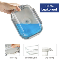 Boîte à lunch en verre personnalisée LEHE, design classique, récipient alimentaire en verre sous vide, compatible micro-ondes pour la cuisine ou les voyages