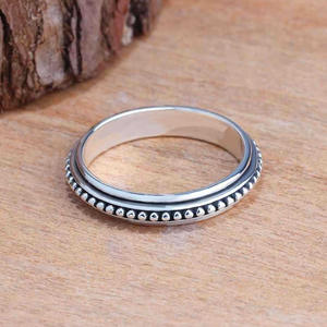 Anello nuziale classico in acciaio inossidabile con motivo a sfera, gioielli di moda unisex T0688 - Product Image 1