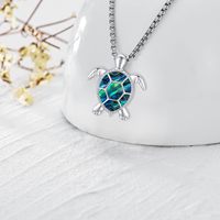 925 Sterling Silver Sea Turtle Abalone Shell Ocean Blue Opal Pendentif Collier Hawaiian Beach Caribbean Jewelry