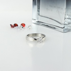 yunnique Stainless Steel <b>Ring</b> Claw <b>Set</b> Diamond Engagement <b>Ring</b> Unisex Fashion Jewelry <b>Silver</b> Color - Product Image 3