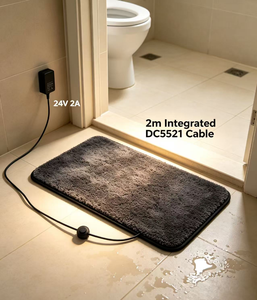 Tapis de bain électrique en polyester épais et doux, antidérapant, séchage rapide, lavable et pliable, pour salle de bain, vente chaude 2026, fabriqué en Chine - Product Image 2