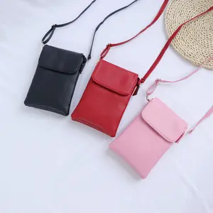 Mini bolsa de couro PU personalizada para celular, bolsa pequena crossbody para mulheres