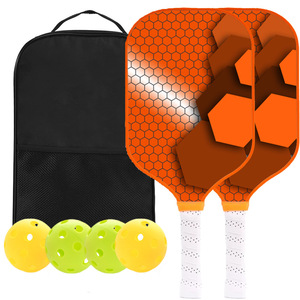 Ensemble de raquettes de pickleball, 4 balles, sac en filet, poignée antidérapante, forme standard, design tendance, adultes, enfants, toutes saisons, bois de peuplier - Product Image 5