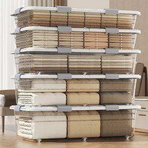 Folding Square Clothes Organizer Wheels Injection PP Plastic <strong>Storage</strong> <strong>Box</strong> Sofa <strong>Bed</strong> Aluminum Metal Type Modern Sustainable - Product Image 1