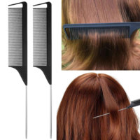 Ensemble de brosses à cheveux Topsy, outils pour les queues de cheval, brosse à picots pour démêler, brosse de contrôle des bords, peignes à queue de rat en métal, coiffure rose/noir