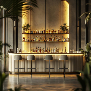 طاولة بار فاخرة فاخرة من HUALIN للبار والبار والفندق ، طاولة بار معدنية فاخرة من الحجر المتكلس والرخام - Product Image 5