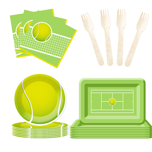 DAMAI - Juego de Vajilla Desechable de Papel con Diseño Deportivo de Tenis para Fiesta de Cumpleaños, Platos, Servilletas y Vasos para Niños - Product Image 3