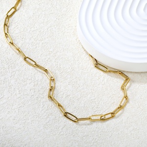 Joyería de Acero Inoxidable Chapada en Oro de 18K, Regalos para Fiestas y Aniversarios, Collar de Clavícula con Cadena Ovalada Simple para Mujer - Product Image 3