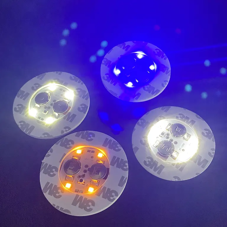 Hải quan logo 3M LED Coaster EVA ánh sáng lên LED chai ánh sáng cơ sở LED Sticker Pad nhấp nháy bia chai rượu vang sticker cho ly chai