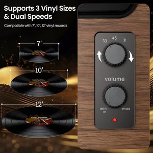 Tourne-disque vinyle tout-en-un avec 4 haut-parleurs intégrés, prend en charge 33/45 tours, sortie RCA AT-3600L - Product Image 2