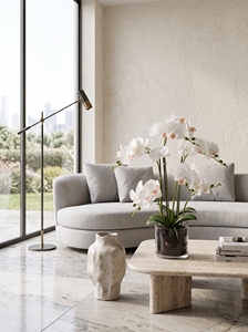 Orchidea Bianca Artificiale in Vaso di Vetro, Composizione Realistica di Phalaenopsis con Supporto per Decorazione da Tavolo per Casa e Ufficio - Product Image 4