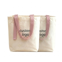 Tas Tote Kanvas Kapas Kapasitas Sedang Custom dengan Pegangan untuk Penyimpanan & Hadiah