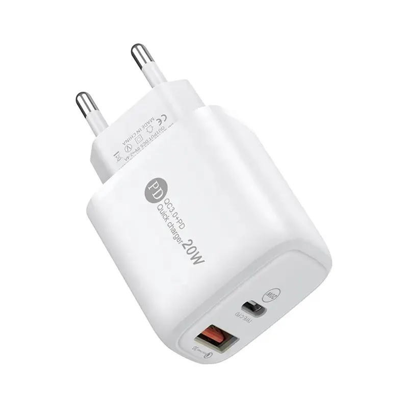 1 Dubbele Usb-Poort Voor Iphone 14 15 Adapter Pd 20W Brick Usbc Qc 3.0 Snelle Oplader Eu Us Plug Wandlader A + C Voor Samsung