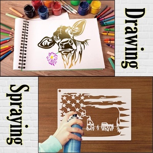 Farmhouse Cow <strong>Stencils</strong> for Painting Wood A4 Farm Highland Cow <strong>Paint</strong> <strong>Stencils</strong> for Painting on Wood Burning Art Craft <strong>Wall</strong> - Product Image 1