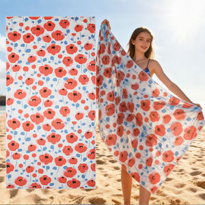 Serviette de plage en microfibre suédée personnalisée surdimensionnée à séchage rapide, sans sable, avec logo imprimé personnalisé, vente en gros - Product Image 1