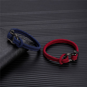 Pulsera de Cuerda Sólida con Grillete de Herradura de Acero Inoxidable para Hombre, Pulsera Náutica de Doble Capa de Cuerda Milán para Deportes al Aire Libre - Product Image 3
