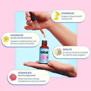 OEM ZEOLITE Kinderen Spraakondersteuning 30ml Vloeibare Druppels Voedingssupplement voor Kinderen Metabolisme Bessensmaak Vitamine D <span class=keywords><strong>B12</strong></span> - Product Image 4
