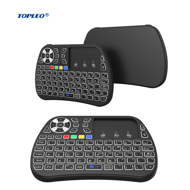 Topleo OEM Mini Keyboard Portable RGB LED Colorful Backlit Touchpad Wireless Handheld Keyboard Android Tv Box Mini Keyboard