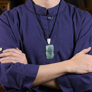 Colgante de Jadeíta Natural Pixiu, Jade Azul Agua, UNISEX, Bestias Míticas, Estilo Chino, con Certificado de Tasación PX39 - Product Image 4