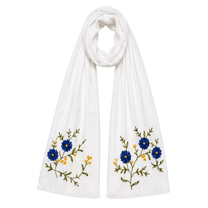 Embroidered Floral <b>Shawl</b> Scarf for <b>Women</b> Soft Viscose Breathable Lightweight Spring Fashion Wrap - Product Image 1