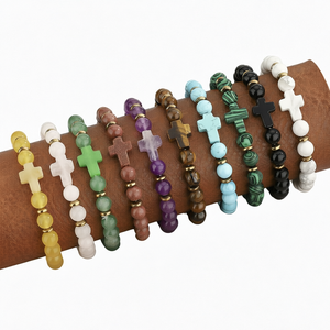 Pulseras de Resina con Cuentas Cruzadas Hechas a Mano 2026, Joyería Religiosa Colorida con Acabado Mate, Regalo Unisex, Brazaletes de Moda para Fiestas, Mujer - Product Image 1