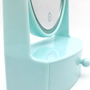 OEM Hồng Xanh Điều Chỉnh Độ Sáng Pin Led Light <span class=keywords><strong>Round</strong></span> Make Up Bảng Gương Nhựa Với Hộp Lưu Trữ Nhỏ - Product Image 5