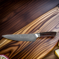 Hachoir à viande multifonctionnel en acier Damas de 8 pouces avec manche en bois pour une utilisation en cuisine par les chefs et les cuisiniers amateurs