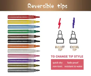 Toptan 18 24 48 60 renkler sanat işaretleri 6mm ince ucu su bazlı DIY çukurlaşma kalemler akrilik boya kalemi kalem