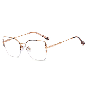 <span class=keywords><strong>Gafas</strong></span> MS 82059, Nuevo Diseño <span class=keywords><strong>2022</strong></span>, Montura Metálica <span class=keywords><strong>de</strong></span> Media Montura para <span class=keywords><strong>Mujer</strong></span>, Estilo Moderno, Sin Maquillaje, Protección Contra Luz Azul - Product Image 4