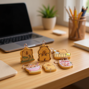 Portachiavi con Specchio Rotante a Tema Cartone Animato 8Cm con Design Orso per Decorazione Telefono - Product Image 2