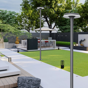 Lampe <span class=keywords><strong>de</strong></span> jardin LED en aluminium <span class=keywords><strong>avec</strong></span> poteau, étanche IP65, lampadaire rond, alimentation CA - Product Image 5