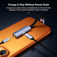 Adaptateur USB-C vers casque 3,5 mm avec charge rapide PD 60W, câble tressé en nylon en forme de L 2-en-1 HiFi pour téléphone, tablette, ordinateur portable et jeux